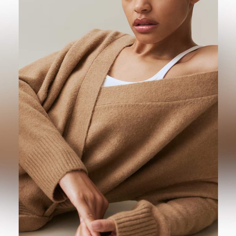 H&M dark beige V neck WRAP CARDIGAN